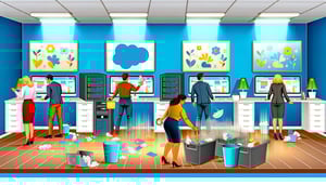 frühjahrsputz im büro, salesforce, computer, managed services, factory42